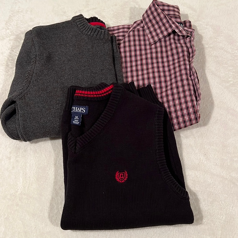 Set of 3 CHAPS sweater, vest and button down shirt